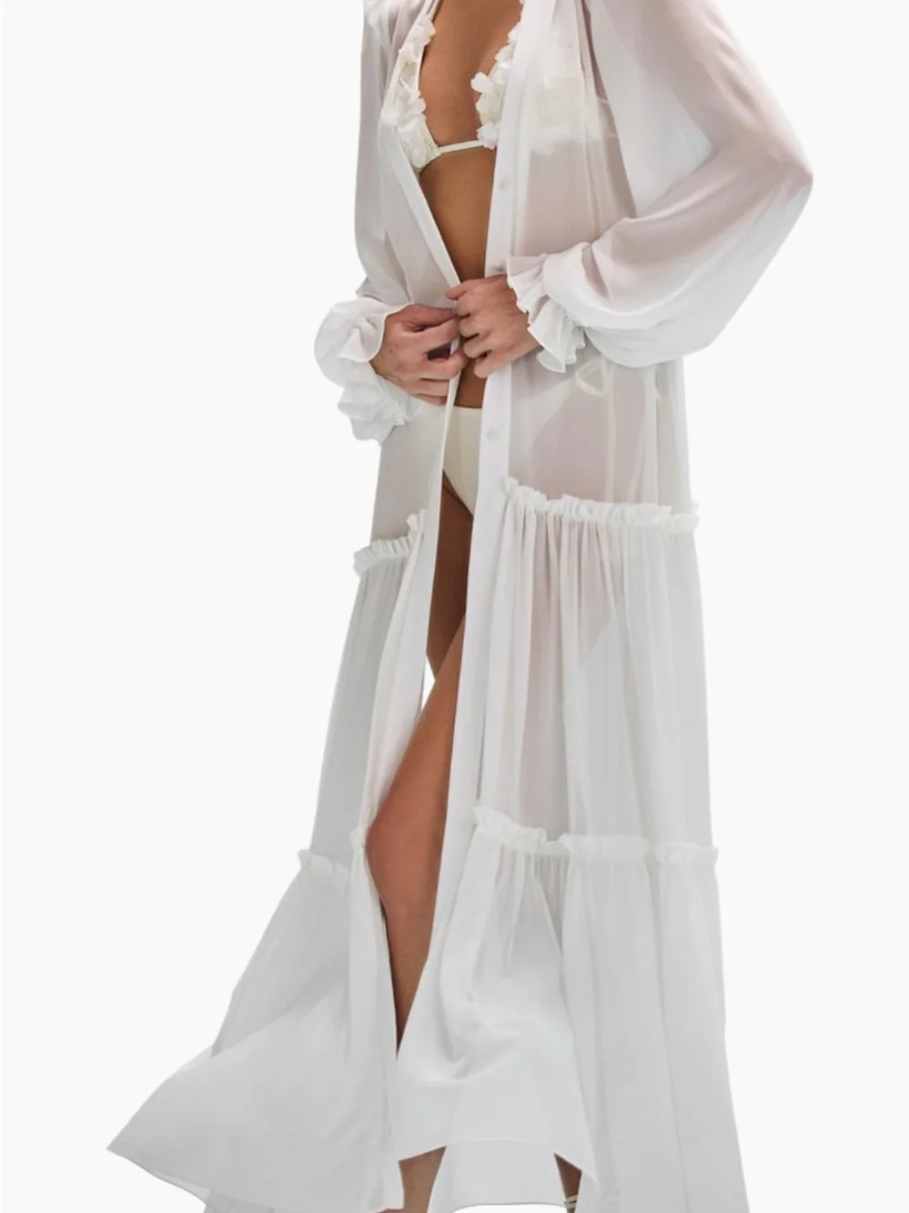 PATBO Sunstone Chiffon Swimsuit Maxi Cover Up XS Ivory NWT BRIDAL ~ HONEYMOON - Picture 10 of 11